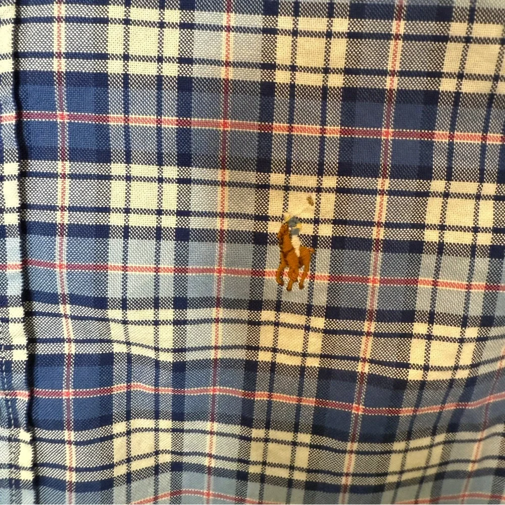 Polo Ralph Lauren Boys Plaid Button Down Shirt Blue Multi Size M (10-12) Preppy